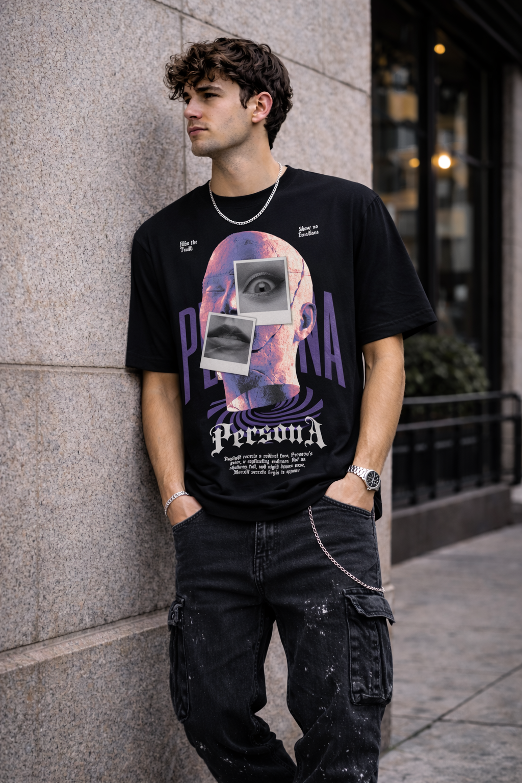 Мъжка овърсайз тениска Persona Vision – streetwear  | Brave88