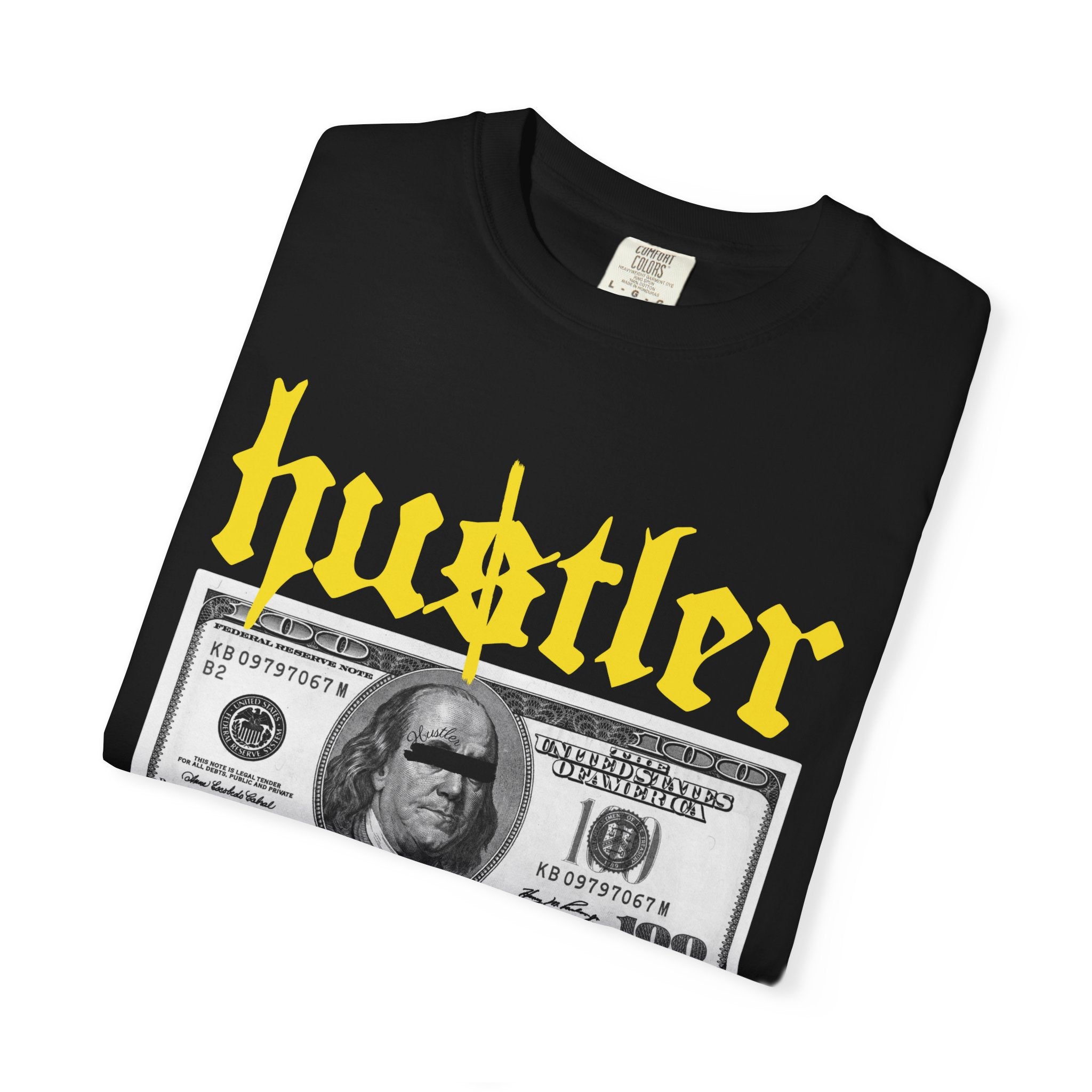 Черна oversize тениска Hustler Original  принт с долар