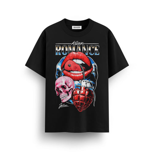 Мъжка овърсайз тениска BRAVE – Red Lips Urban Art Tee streetwear  | Brave88