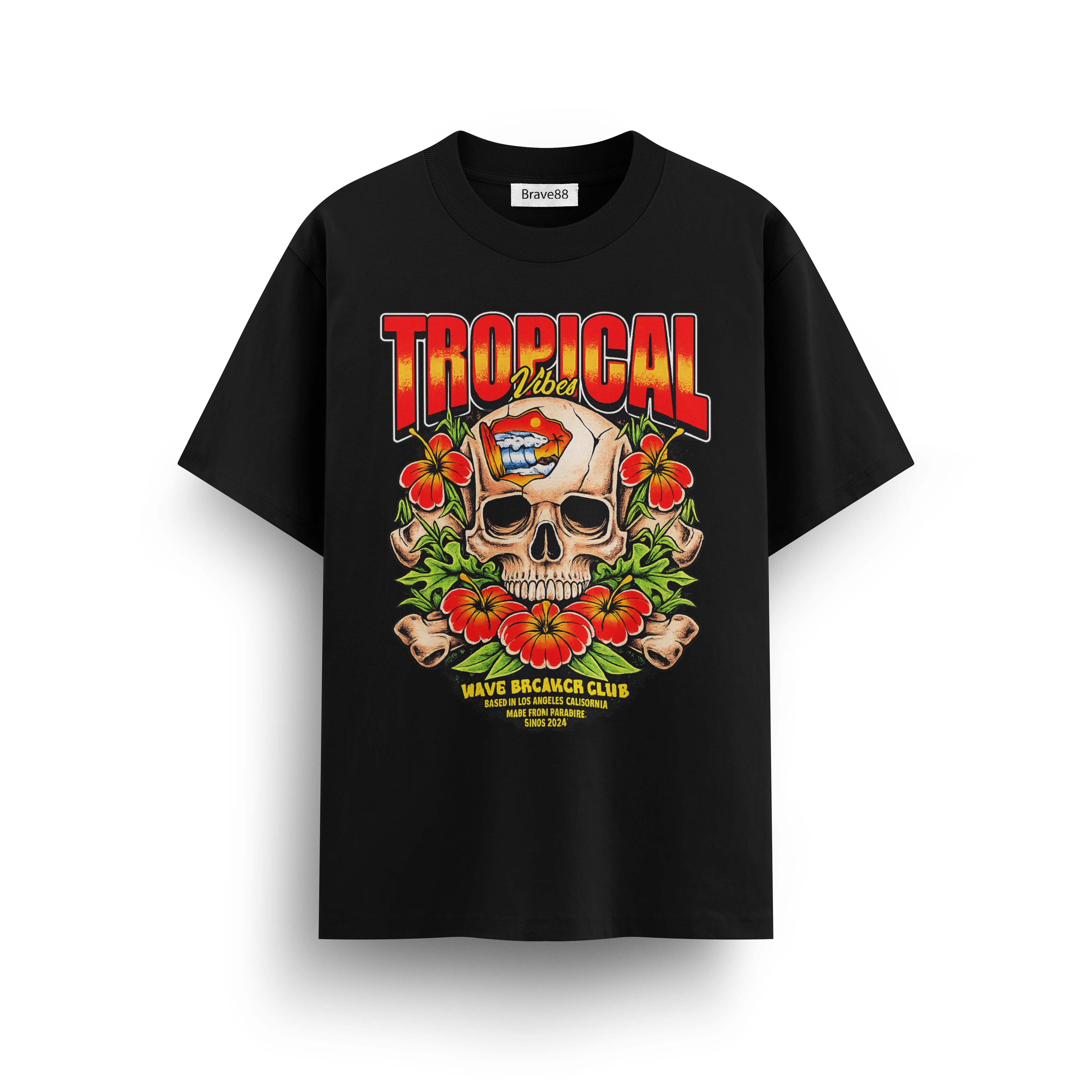 Мъжка овърсайз тениска Tropical Vibes – streetwear  | Brave88