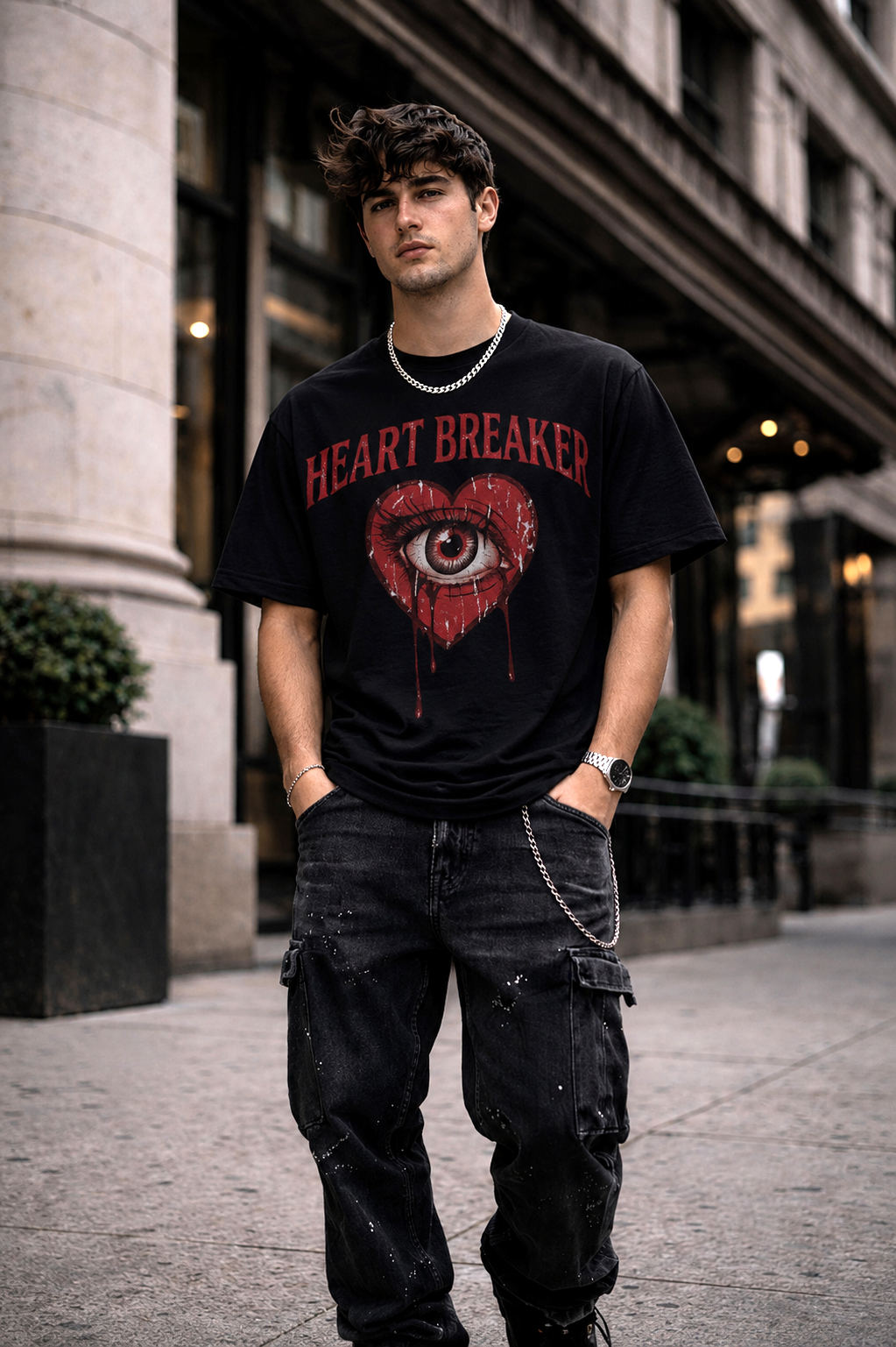 Мъжка овърсайз тениска Crimson Heart – streetwear  | Brave88