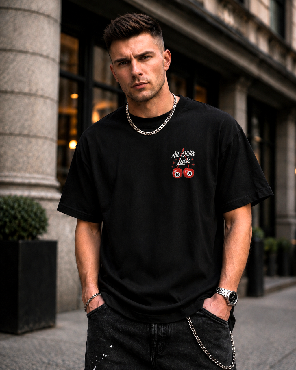 Мъжка овърсайз тениска Retro Cherries – streetwear  | Brave88
