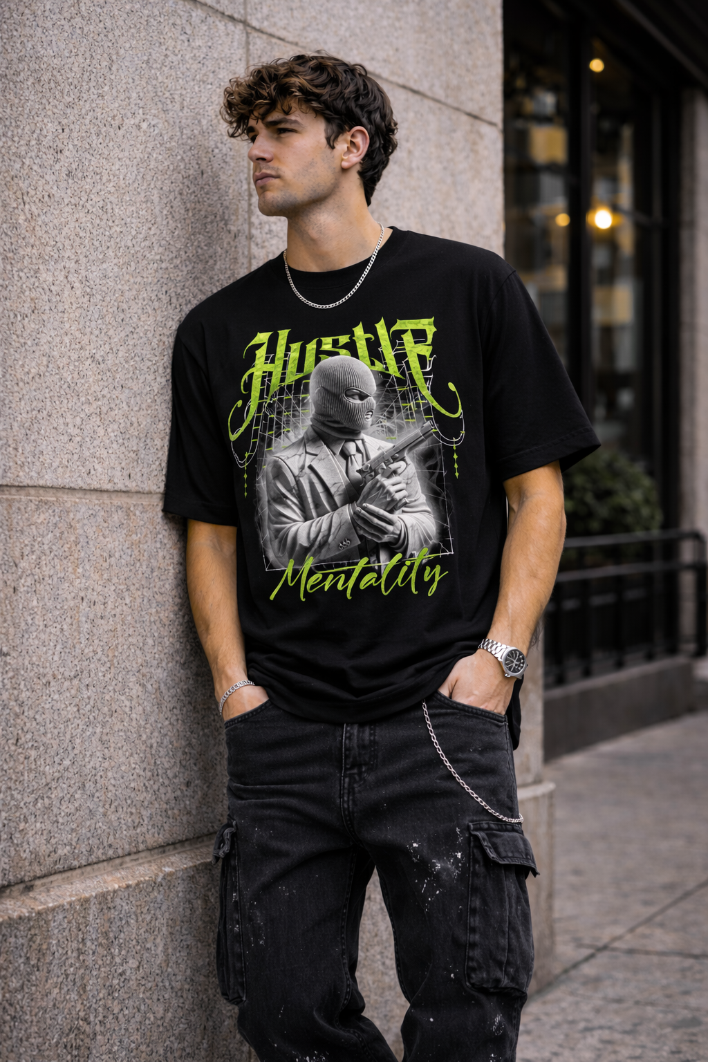 Мъжка овърсайз тениска Hustle Mentality | Brave88