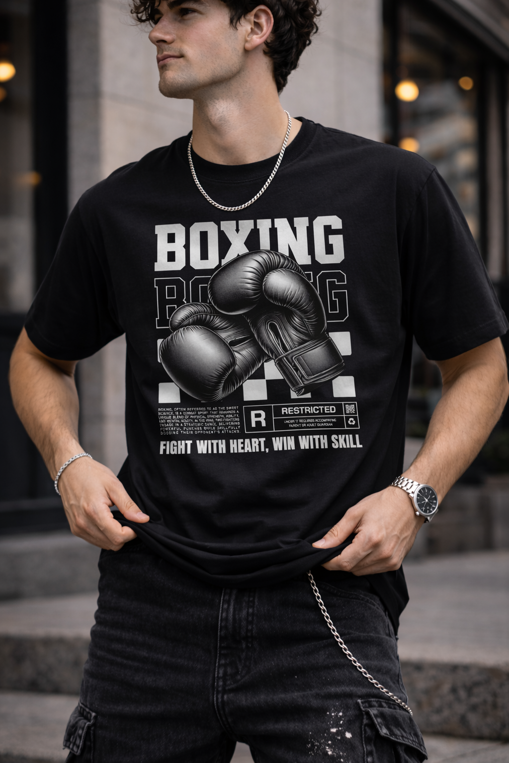 Мъжка овърсайз тениска Boxing – streetwear  | Brave88