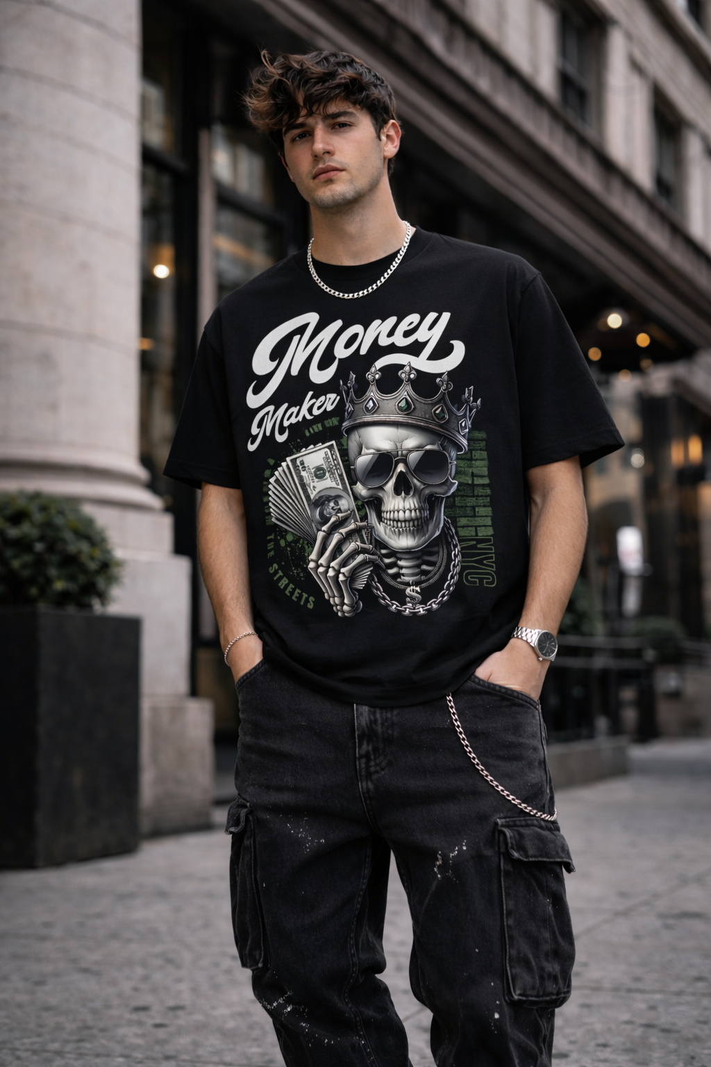 Мъжка овърсайз тениска Money Maker - streetwear |  Brave88