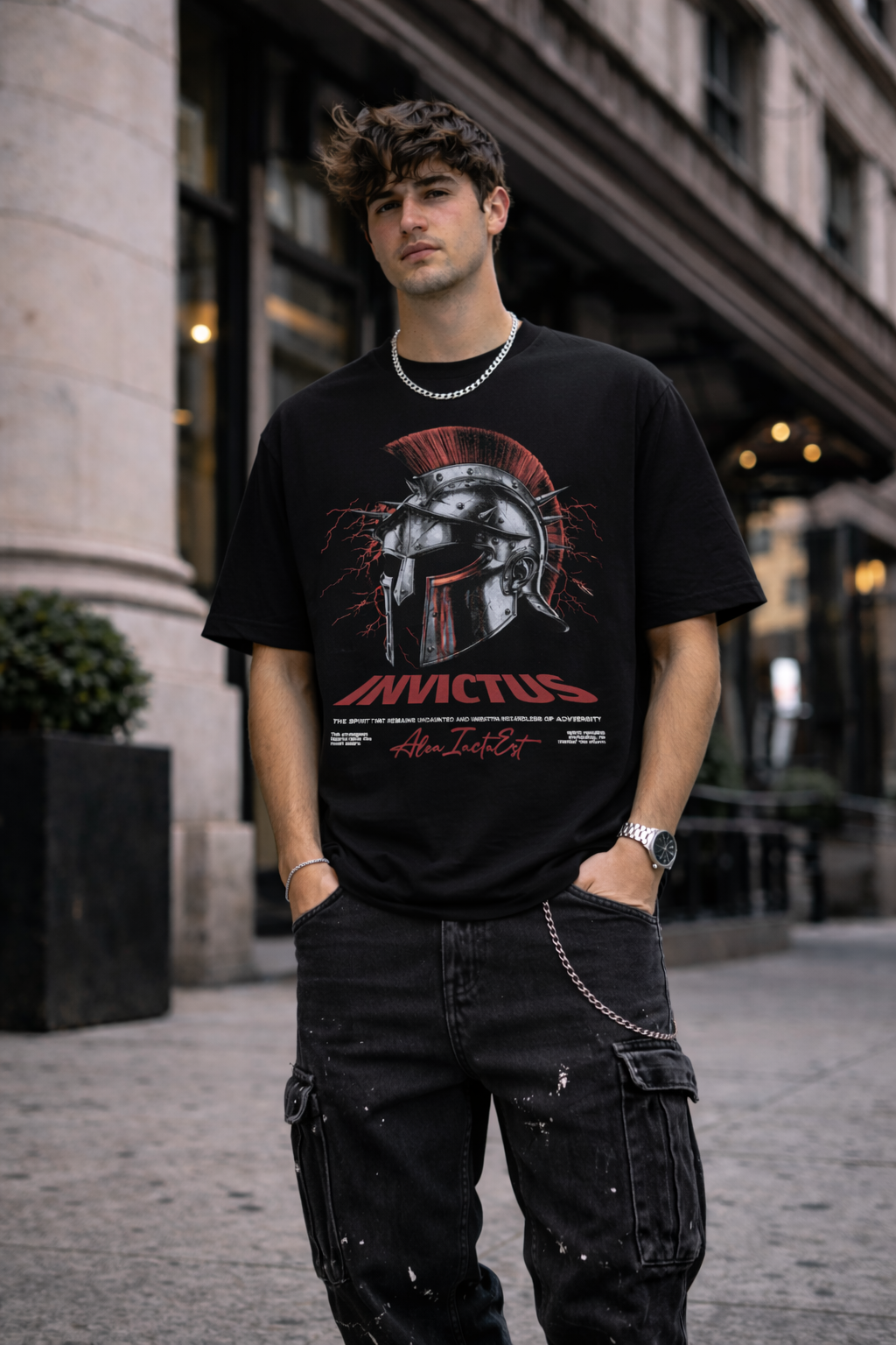 Мъжка овърсайз тениска Invictus Strength– streetwear  | Brave88