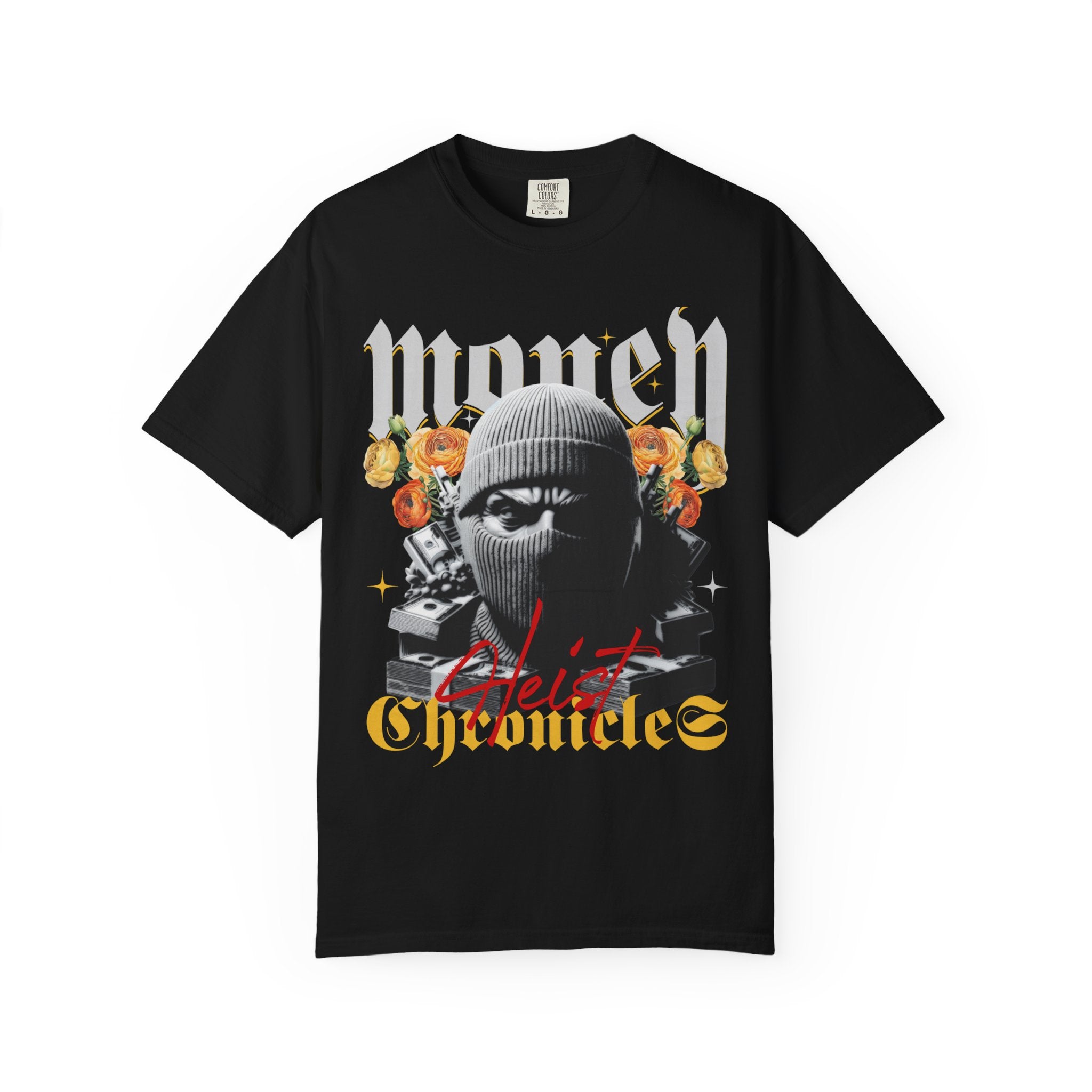 Черна oversize тениска Heist Chronicle със streetwear принт | Brave88