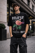 Мъжка овърсайз тениска Believe с цветен streetwear принт | Brave88