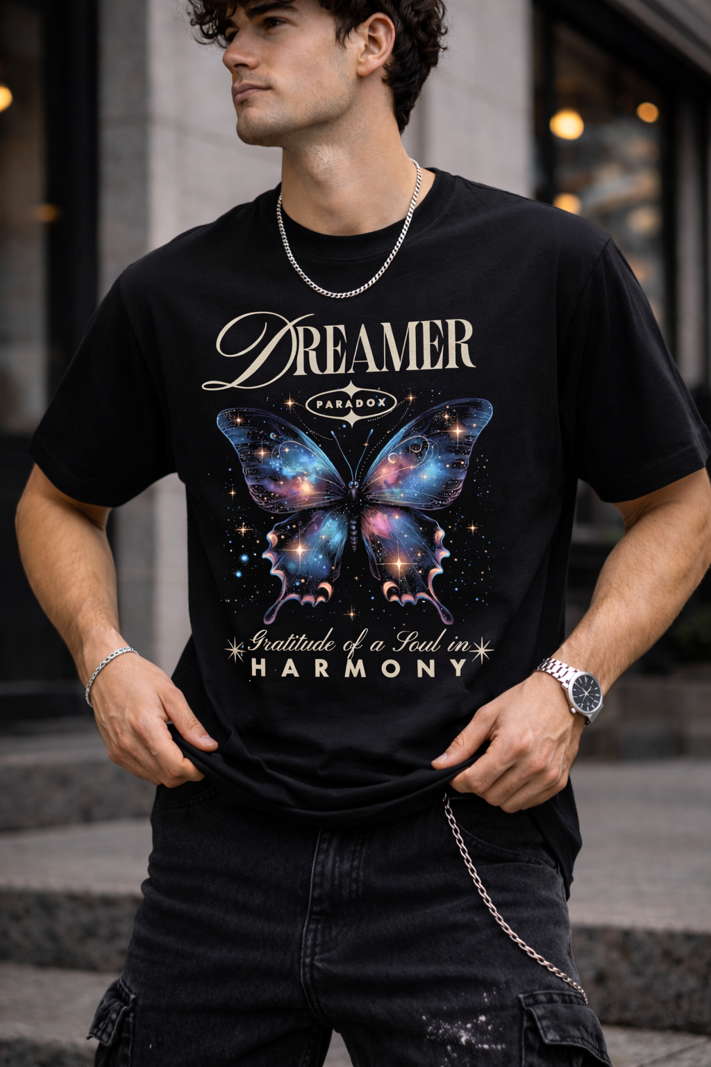 Мъжка овърсайз тениска Dreamer Harmony – streetwear  | Brave88