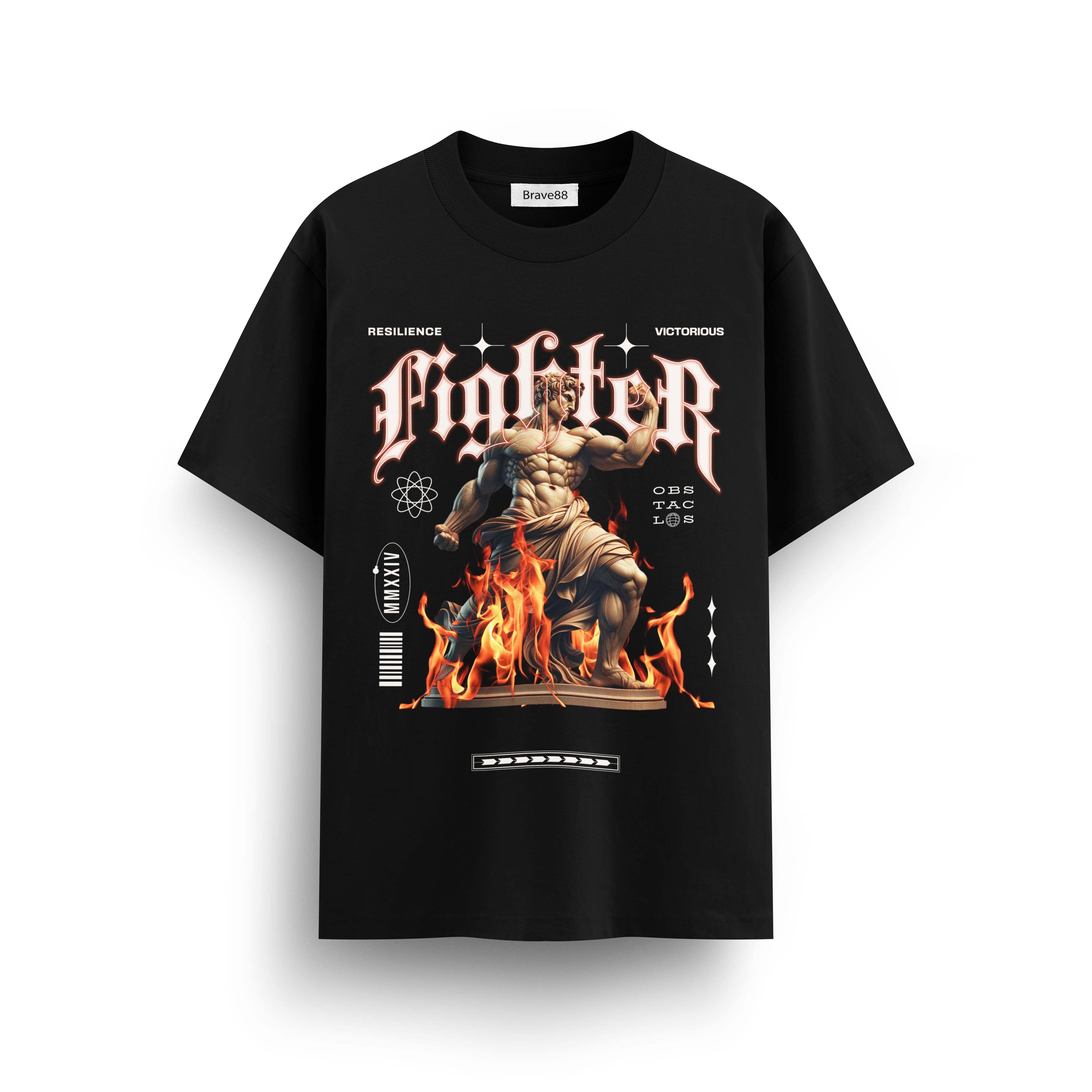Мъжка овърсайз тениска Relentless Fighter – streetwear  | Brave88
