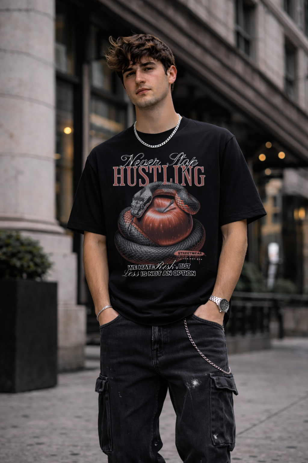 Мъжка овърсайз тениска Temptation of Success – streetwear  | Brave88