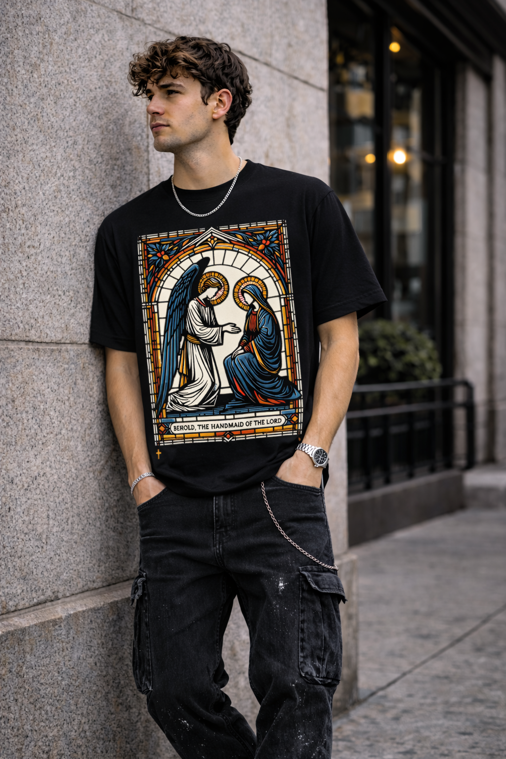 Мъжка овърсайз тениска Divine Grace– streetwear  | Brave88