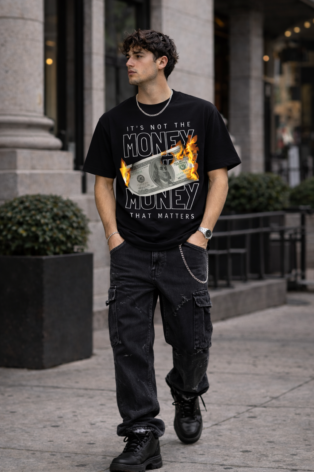 Мъжка овърсайз тениска Mind Over Money – streetwear  | Brave88