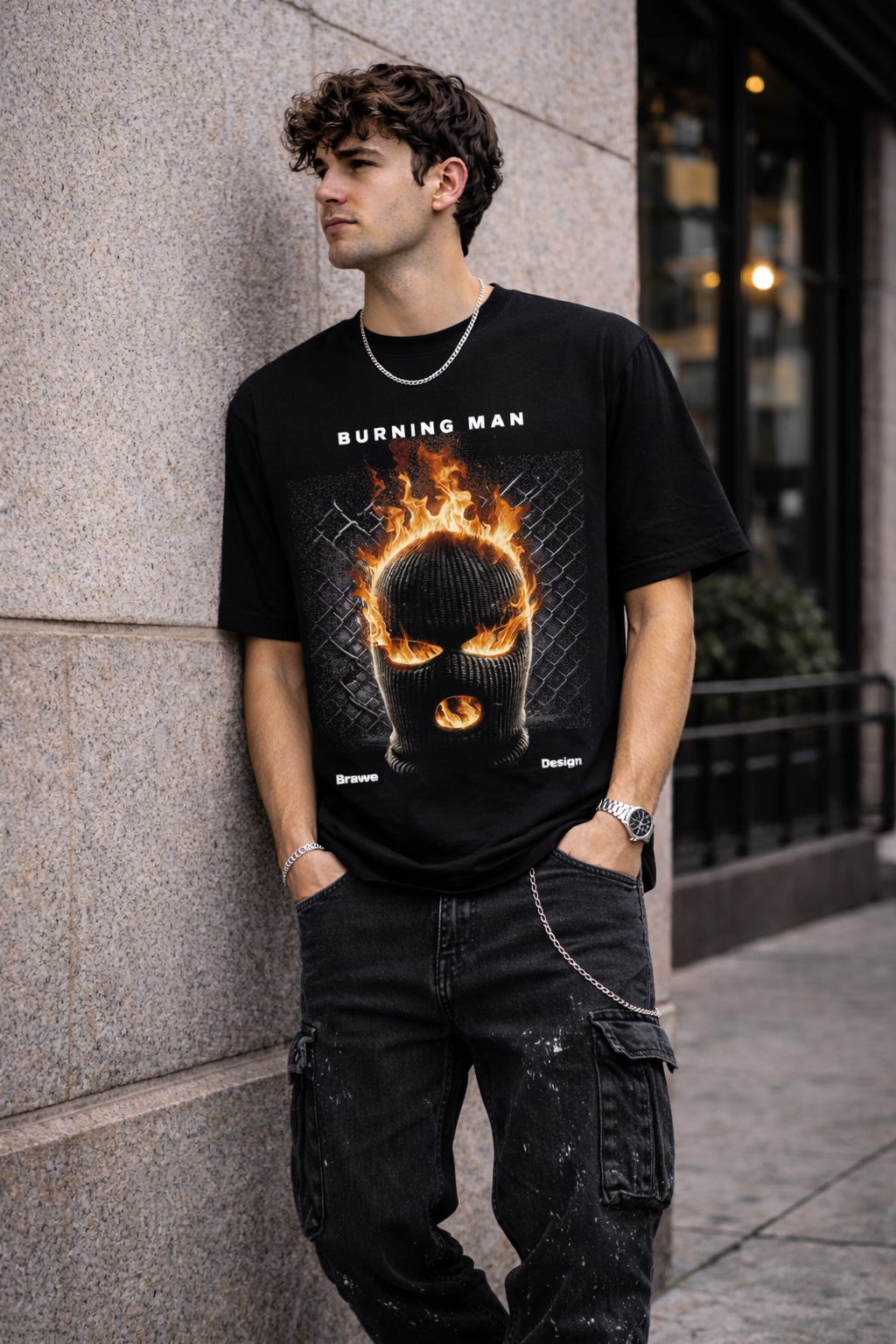Мъжка овърсайз тениска Fire Within – streetwear  | Brave88