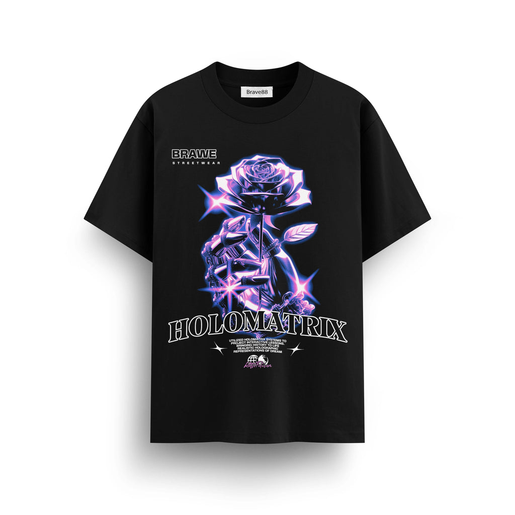 Мъжка овърсайз тениска Neon Rose Vision – streetwear  | Brave88