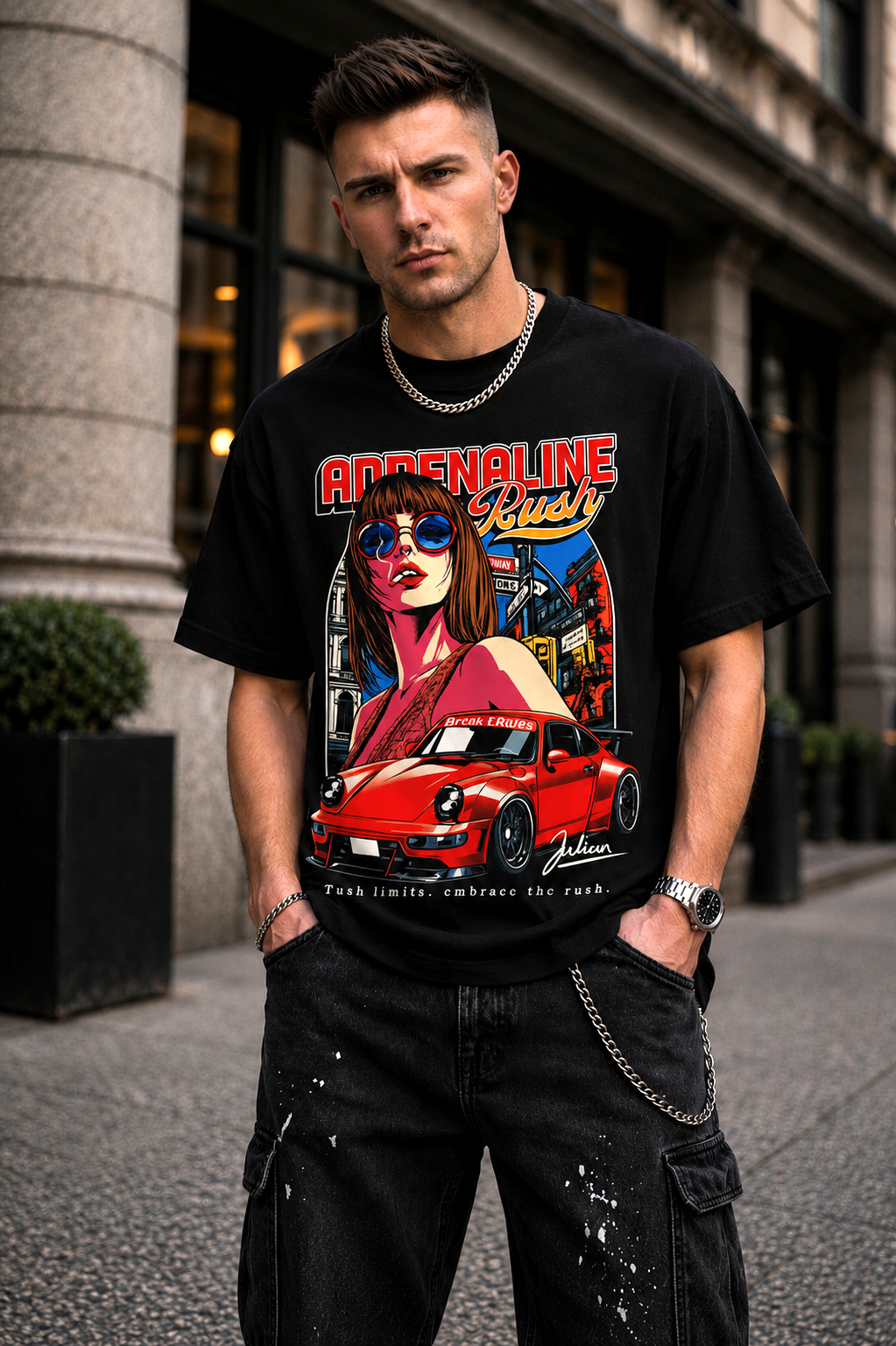 Мъжка овърсайз тениска Adrenaline Rush – streetwear  | Brave88 (Копие)